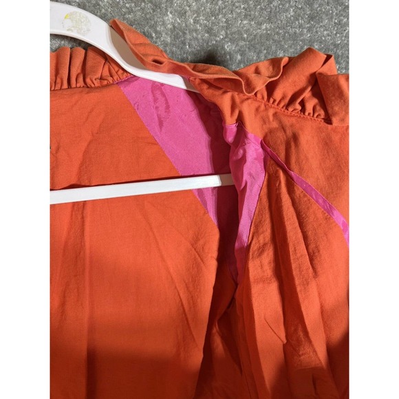 J Crew Ruffle Trim Jacket Womens Size 2 Orange Pockets Lightweight - Picture 7 of 9